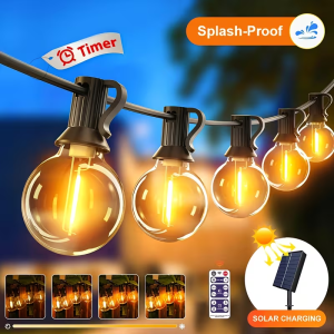Solar Waterproof Fairy lights G40 Tungsten Light LED Bulb Fairy String Light Outdoor Party Garden Garland Wedding Decorative Light 25 Bulbs Tungsten Bulbs hari raya Decoration