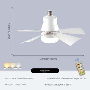 LED Ceiling Fan With Light 30W Tir-Color Stepless Dimmable Modern Fan Light With Remote Control 2 In 1 5 Blades 3 Speed Wind Silent Timer E27 Ceiling Light With Fan For Dining Bedroom Living Room Bar Kitchen Corridor Aisle Indoor Ceiling Fan Lighting