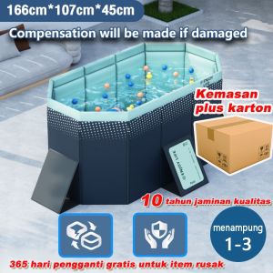 BEIGE kolam renang anak jumbo Bebas inflasi Lipat Kolam Renang Bayi Cocok Untuk 1-10 Orang Family Swimming Pool For Kids