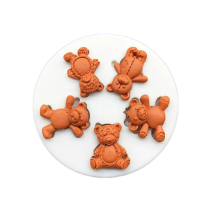 Silicone Mold Chocolate 5-connect Bear Fondant Cake Candy Soap Moulds DIY Baking Decorating Tools for Dessert Cake