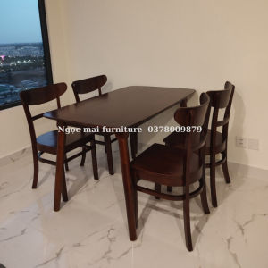 Bộ bàn ăn 4 ghế bàn ăn 6 ghế cabin lai sang trọng - chất gỗ cau su chống mối mọt và thấm nước -  bảo hành 12 tháng