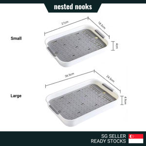Cup Drainer Tray Utensils Draining Tray Dish Cutlery Drying Drain Tray Kitchen Sink Sponge Tray Serving Tray with Handle