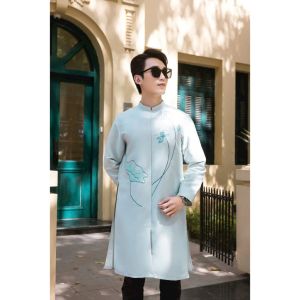 Áo dài Nam chất vải Tafta họa tiết thêu sắc nét sang trọng và nổi bật 3 màu - Áo Dài Thiết Kế Linh Sơn