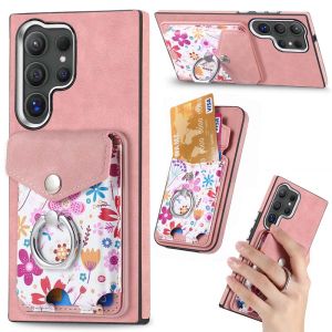 for Samsung Galaxy S24 Ultra Card Holder Wallet Case Magsafe 2 in 1 Detachable PU Leather RFID Blocking Credit Slots Case with Ring Holder for S24 Plus/S23 Ultra/S22 Ultra/S21 FE/S23+/S22+