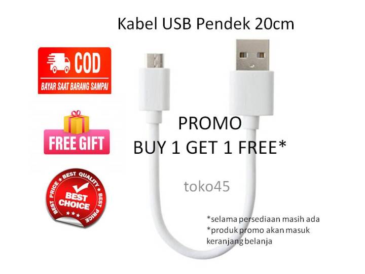 Toko45 Kabel Data Micro USB panjang 20 cm Compatible for all