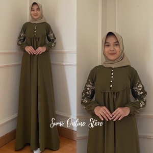 Dania Maxi Dress Gamis Kondangan Bordir ( Size S M L XL XXL XXXL 5L Jumbo )