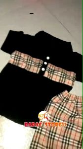 Setelan Kemeja Bayi Anak Laki Laki atau Cowok Usia 0 bulan - 3 tahun Motif Kemeja Burberry