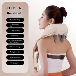 Clamp Kneading Trapezius Muscle Relaxation Cervical Massage Shawl Wireless Rechargeable Portable Heated Kneading Neck Massager