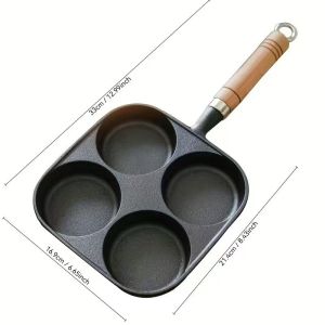 MLADEN 4 Holes Non-Stick Frying Pan Coating-Free Non-Stick Egg Burger Breakfast Pan Induction Cooker Gas Universal