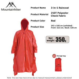 Mountainhiker Outdoor Poncho Mountaineering Hiking Raincoat Three In One Sky Screen Riding Travel Portable Backpack Rain Proof