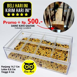 Kicau Mart FREE KAYU GIGITAN SEMPATI Cepuk Ram Wadah Tempat Pakan Makan Ternak Koloni Burung Lovebird Love Bird Hamster Landak Mini Sugar Glider Bonus Kayu Gigitan Sempati