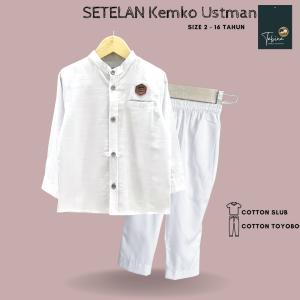 Tabina Setelan Koko Kemeja Putih Anak Sampai Remaja Laki Laki Seri Ustman usia 2 hingga 16 tahun