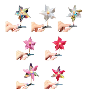 Colorful Windmill Shape Duckbill Hair Clip New Year Headwear for Children Taking Photo Birthday Carnivals Hairpin