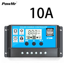 PowMr 10A 20A 30A 40A 50A 60A PWM Solar Charger Controller 12V 24V Battery Charger LCD Dual USB Solar Panel Regulator for Max 50V PV Input RBL