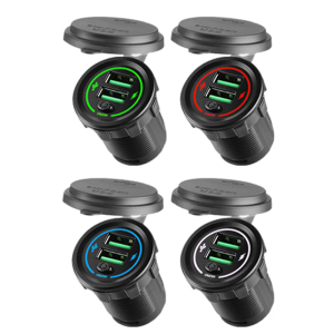 36W USB Car Charger with Switches and LED Light for 12V 24V Vehicles Including Car Trucks SUVs Motorcyclesand Boats
