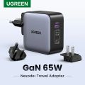 UGREEN Travel Charger PD 65W GaN Fast Charge 2 Type C 1 USB A Travel Adapter Wall Charger with UK/EU/US Plugs Multi Plug Adapter for Ipad Pro 2022 MacBook M2 iPhone 15 14 13 Pro Max Plus XR Macbook Air 4 2022 Pro Samsung S24 S23 Ultra Pixel 7 Pro. 