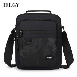 IELGY mens korean style simple black nylon messenger bag