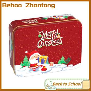 Behoo Christmas Transparent Window Tin Box Cookie Candy Tinplate Chocolate Storage Box With Exquisite Lid Christmas Gift Packaging Box