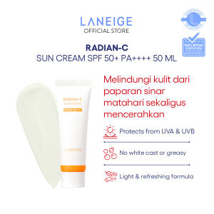 LANEIGE Radian-C Sun Cream SPF 50+ PA++++ 50 ml - Sunscreen Wajah Mencerahkan dengan Melasolv - Tekstur Ringan - Tidak Lengket - Melembapkan - Semua Jenis Kulit