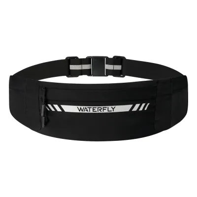 WATERFLY Running Belt bags Fanny Pack Slim Breathable 4 Pocket Waist Bag Phone Holder for Men Women Sport Workout Exercise Fitness Runner Marathon Jogging Waist band Support ALL Phones