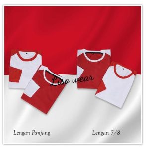Liso wear - Kaos Katun raglan polos seragam pria Merah Putih edisi HUT Kemerdekaan Dirgayayu RI 79th