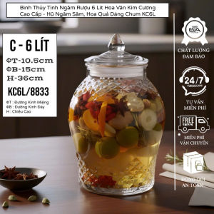 Bình Thủy Tinh Có Vòi 6 Lít Cao Cấp KC6L - Bình Ngâm Rượu Thủy Tinh Kim Cương Đựng Nước Hoa Quả Đẹp Sang Trọng