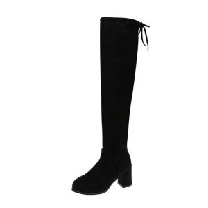 Falimottype)Size35-40 womens autumn and winter suede simple over the knee boots versatile fashion elastic boots thick heel long boots