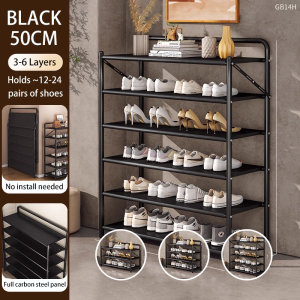 50-90cm Folding Shoe Rack Carbon Steel No Installation Storage Rack Multi-Layer Shoe Organizer Shelf