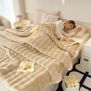 A Chăn Bông Bong Bóng Nhung Thỏ Lông Thỏ Hạng Nặng Hai Mặt Nhung Dày Dặn Đa Chức Năng Chăn Đóng Nghỉ Trưa Bán Buôn Chăn Quà Tặng