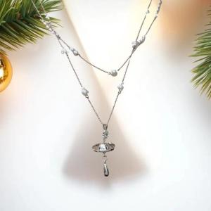 shiqinbaihuo Hai Lớp Giả Ngọc Trai Dây Chuyền Cho Phụ Nữ Nước Drop Thạch Mặt Dây Chuyền Vòng Cổ Sao Thổ Zircon Cổ Chuỗi Đồ Trang Sức