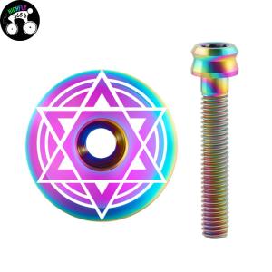 Titanium Headset Stem Top Cap Bicycle Headset Top Cover with Bolt M6 Steerer Fork Tube Headset Cap Cover Bicycle Parts