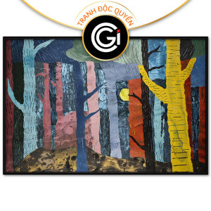 Tranh trừu tượng phong cảnh khu rừng đơn giản tranh treo tường dán tường trang trí hiện đại decor nội thất.CGI-772