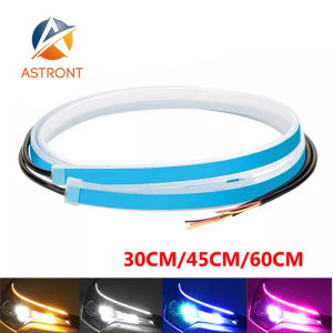 2PCS DRL 30/45/60cm Daytime Running Light Flexible Soft Tube Guide Car LED Strip White Red Turn Signal Yellow Waterproof