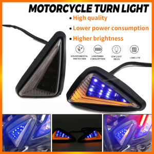 E&M Universal Motorcycle Dynamic Triangle Tail Light LED Turn Signal Indicator Yellow/blue Flexible Blinker Lamp 2PCS