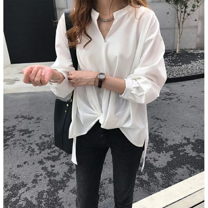 CJWT-02D%20TINO%20TINO%20WOMEN%20BLOUSE%20KOREAN%20TOP%20LONG%20SLEEVES%20DRAPERY%20BOTTOM%20/%20KEMEJA%20WANITA%20POLOS%20LENGAN%20PANJANG%20KASUAL%20-%20Image%202
