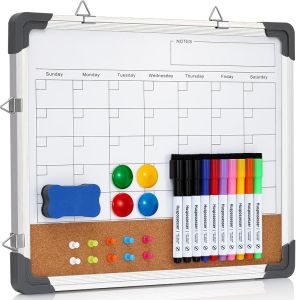 Weekly Dry Erase Board White Board Dry Erase 16"X12" Double-Sided Magnetic Whiteboard Dry Erase Calendar with Stand for Wall and Desktop Portable Calendar Whiteboard for Drawing Writing Planning