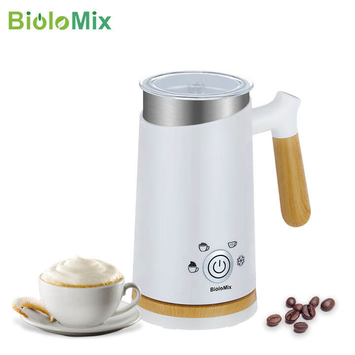 BioloMix White 4 in 1 Electric Automatic Hot and Cold Foam Milk Frother ...