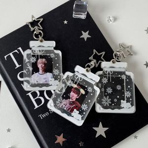 DOOUR Acrylic Photo Card Holder Snowflake Bottle Shape 1 Inch Card Storage Backpack Pendant High Quality Idol Photo Card Protective Case