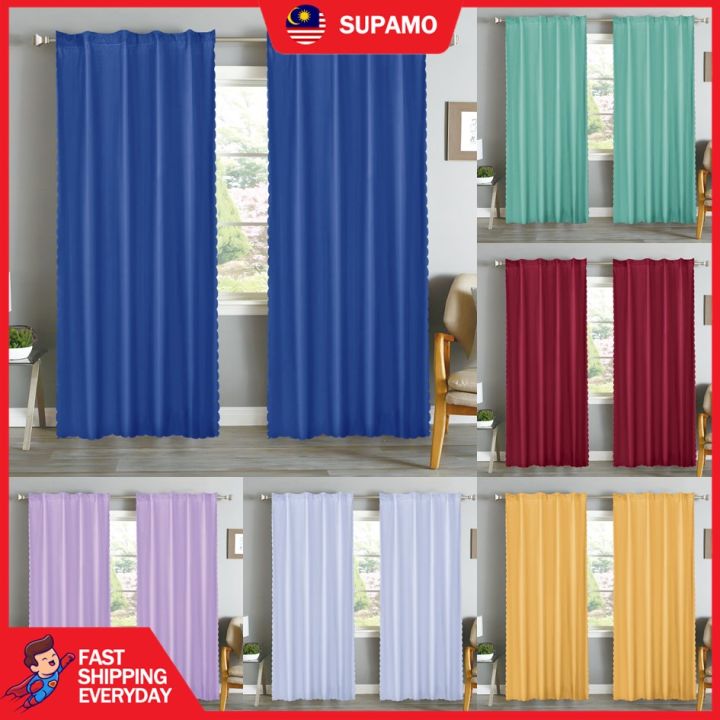 SUPAMO Langsir Tingkap Murah Semi Blackout Curtain Plain Kain Langsir ...