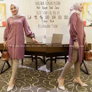 LESTARIJAYA Atasan Wanita Muslim Terbaru Model Najwa Tunik Panjang Rayon Twill Zara Big Size Jumb S M L XL XXL XXXL 4XL Remaja Kekinian