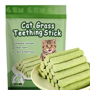 【SG Local】Cat Dental Grass Stick Treats - Organic Healthy Freeze-Dried for Dual Benefits Dental Care & Hairball Relief
