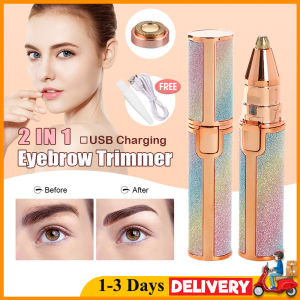 2 in 1 Electric Eyebrow Trimmer Electric Shaver USB Rechargeable Hair Remover Painless Eyebrow Razor for Men and Women All Body Parts Use