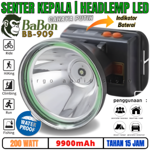 Headlamp / Senter Kepala Babon Bb-909 200w 9900 Mah Super Terang Bisa Charge Terang Baterai Lithium | Headlamp Berkemah Led Senter Berkemah Headlamp Outdoor Led Senter Kepala Super Terang Senter Kepala Led Headlamp Super - Vas