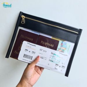 𝗧𝗛𝗥𝗘𝗔𝗗 𝗣𝗥𝗢𝗝𝗘𝗖𝗧𝗦 VK2 Flat Pouch - 14 Leather Colors Clear PVC Travel Document Zipper Bag with Gold Zipper & Puller Passbook & Passport Holder