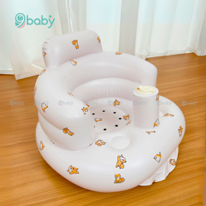 Ghế hơi tập ngồi cho bé đa chức năng nhựa PVC cao cấp tiện lợi an toàn cho bé 9BABY mẫu cún con