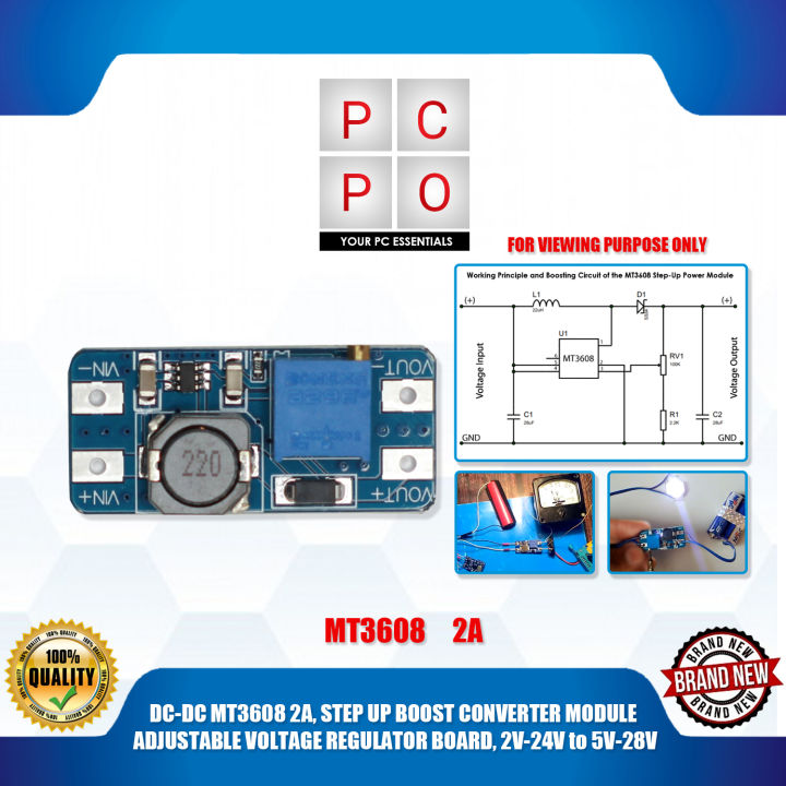 DC-DC MT3608 2A with MINI USB, STEP UP BOOST CONVERTER MODULE VOLTAGE ...