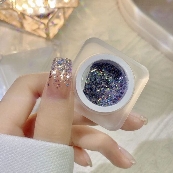8g Nail Shining Multicolored Stars UV Glitter gel 网红爆闪五彩星芒甲油胶套装2022 ...