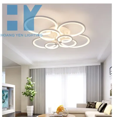 Đèn LED Ốp Trần Mâm Đèn Ốp Trần 8 Vòng Tròn- Tặng Kèm điều khiển từ xa
