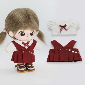 ANGCHI เสื้อเชิ๊ต เสื้อผ้าตุ๊กตา20ซม. แต่งตัวขึ้น ตุ๊กตายัดไส้ ชุดเครื่องแบบตุ๊กตา พร็อพถ่ายรูป ชุดกระโปรงกระโปรง ชุดตุ๊กตาผ้าฝ้าย อุปกรณ์เสริมตุ๊กตา