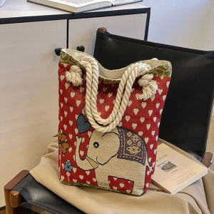 Tas tote bag gajah wanita besar kanvas thailand import tfw 00277